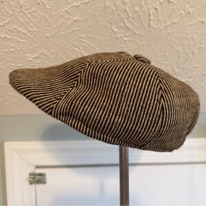 Westend Brown Striped Newsboy/Flat Cap Sz L/XL